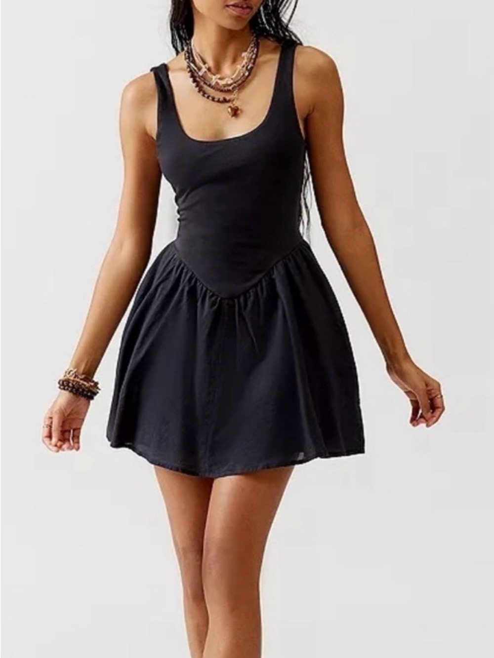 silence & noise black Daphne drop waist mini dress